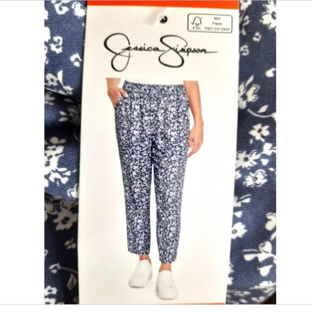 Jessica Simpson Ladies Blue Floral Pull-On Soft Pants 2XL NWT - Picture 7 of 7